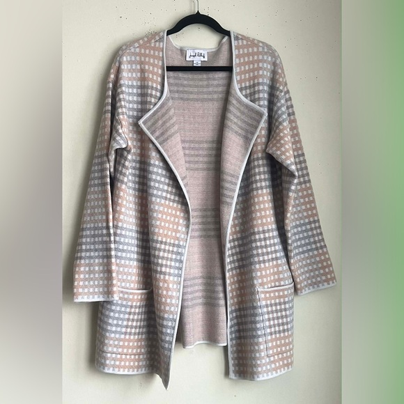 Joseph Ribkoff Pink and Gray Patterned Cardigan - Picture 1 of 5